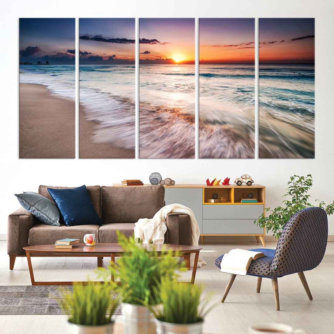 Serene Water Meets Radiant Sunset Clouds Wall Art Canvas Print