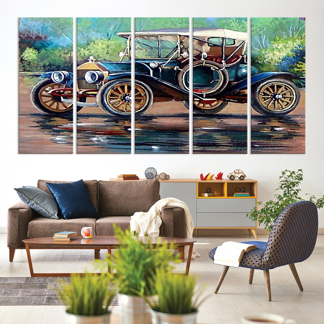 Oil Painting Old Retro Auto Car Giclee Canvas Extra Large Wall Art Print