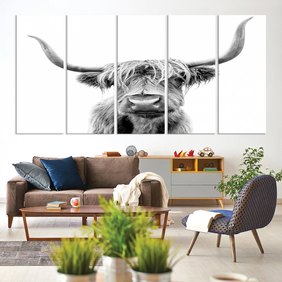 Bring the Charm of a Scottish Highland Cow to Your Farmhouse with Our Wall Art Canvas PrintA Rustic & Cozy Decor