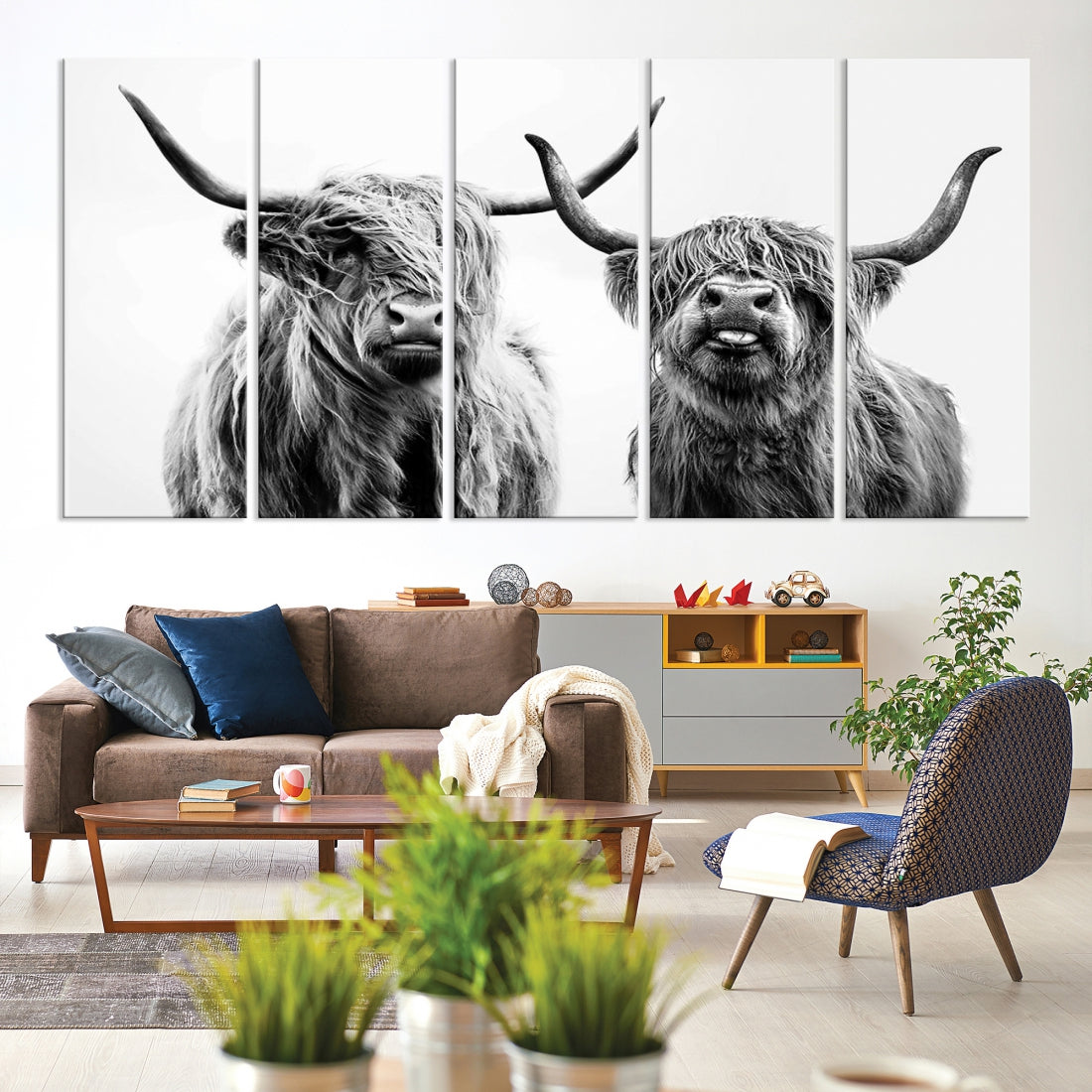 Bring the Charm of a Scottish Highland Cow to Your Farmhouse with Our Wall Art Canvas PrintA Rustic & Cozy Decor