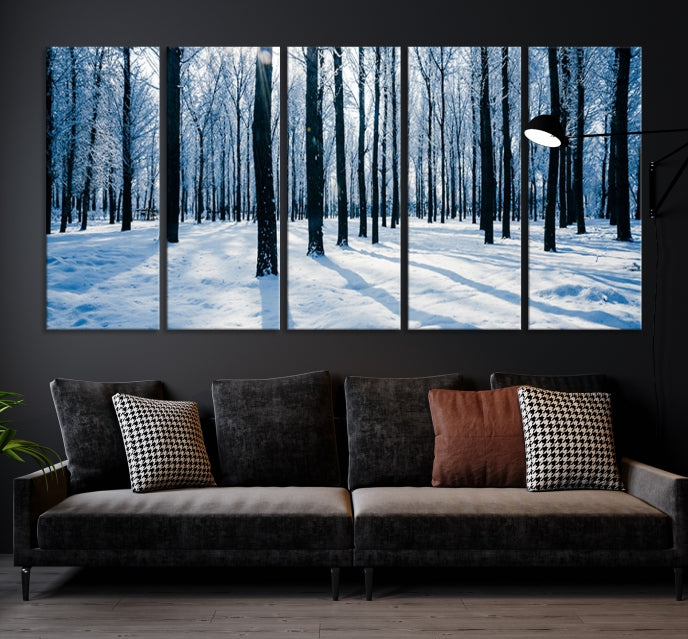 Winter Season in Forest Wall Art Canvas Print