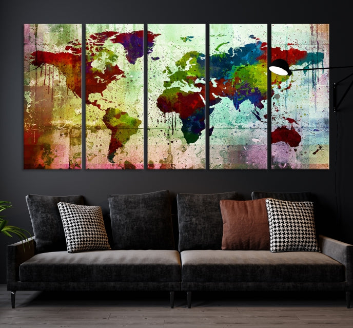 Watercolor World Map Canvas Print