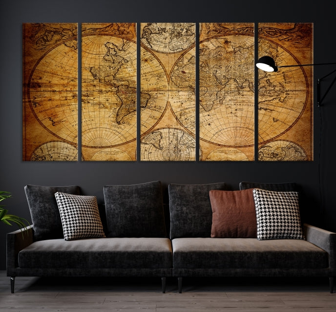 Large Wall Art Antique World Map Canvas PrintAtlas World Map Wall Art Print