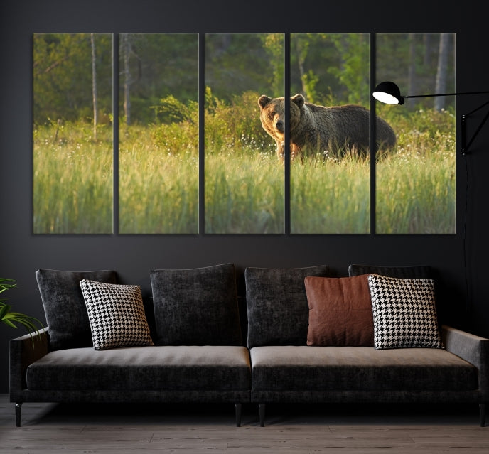 Wild Bears in Nature Large Wall Art Canvas PrintFramedReady to Hang