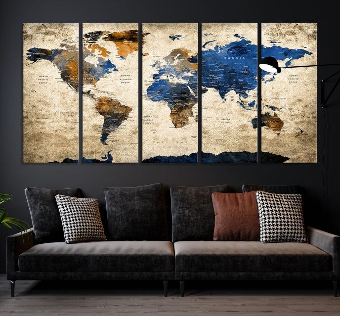 Upgrade Your Decor with a Touch of Grunge & Vintage StyleOur Modern Travel World Map Canvas Print Wall Art