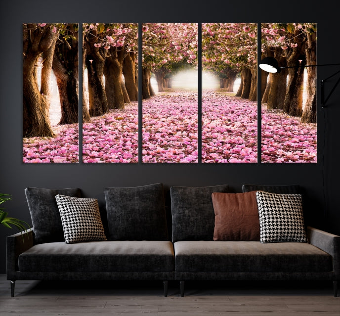 Mesmerizing Blossom Cherry Trees Large Wall Art Framed Canvas Print