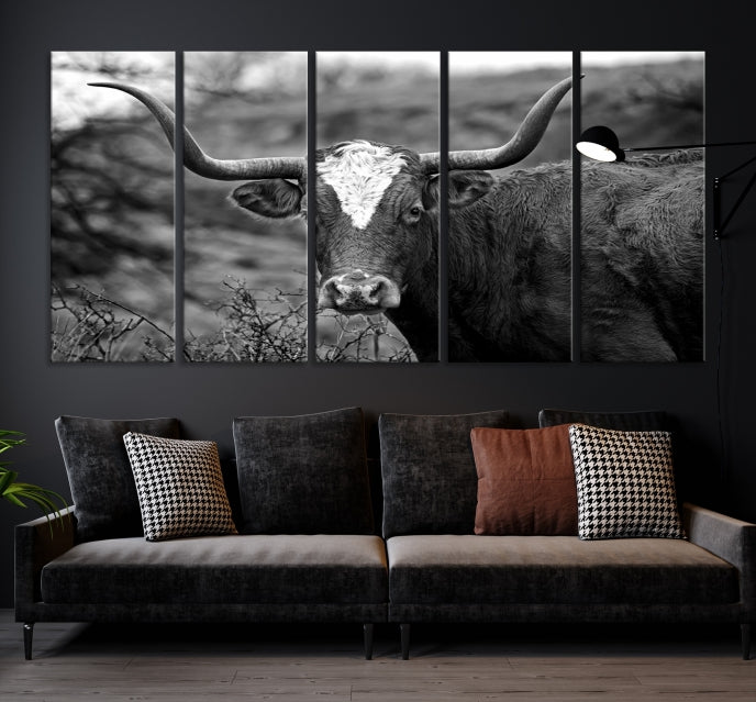 Texas Cow Large Wall Art Canvas Print