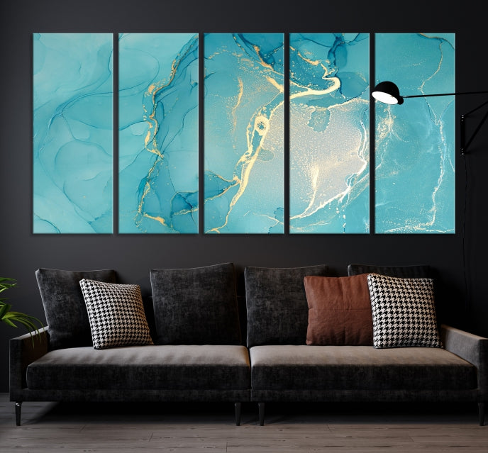 Large Turquoise Abstract Canvas Wall Art Abstract Print