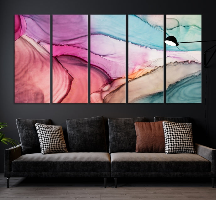 Colorful Marble Abstract Wall Art Print Canvas Living Room Kitchen Wall Decor