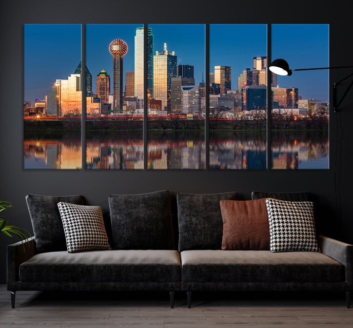 Sunrise Picture of Dallas City Skyline Cityscape Wall Art Canvas Print