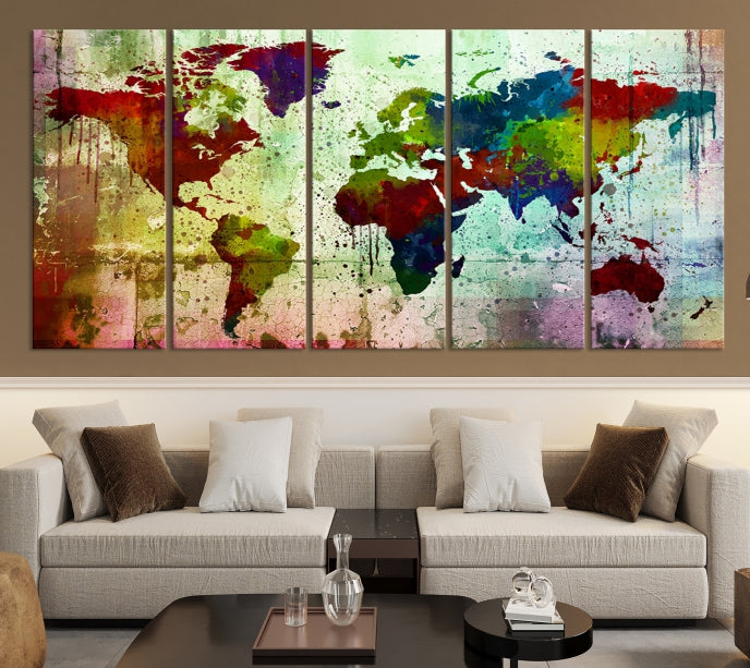 Watercolor World Map Canvas Print