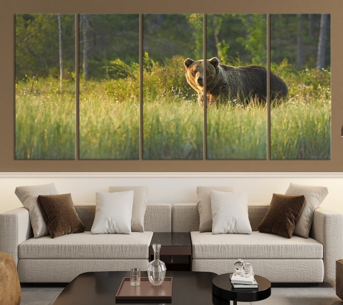 Wild Bears in Nature Large Wall Art Canvas PrintFramedReady to Hang