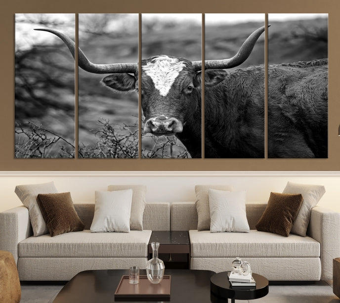 Texas Cow Large Wall Art Canvas Print