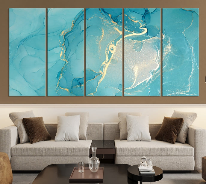 Large Turquoise Abstract Canvas Wall Art Abstract Print