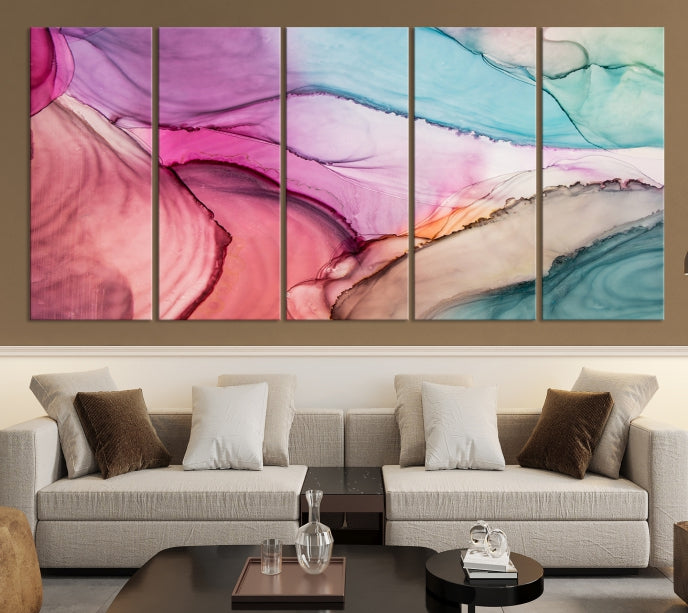 Colorful Marble Abstract Wall Art Print Canvas Living Room Kitchen Wall Decor