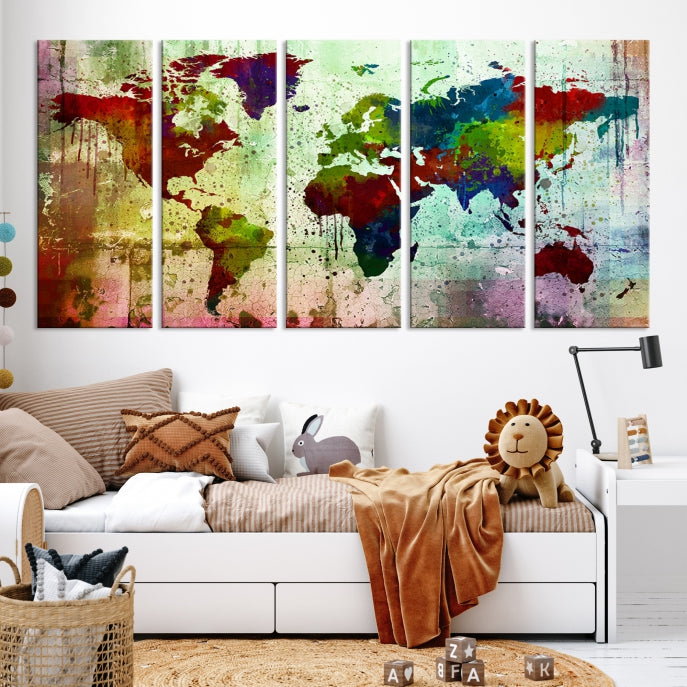 Watercolor World Map Canvas Print