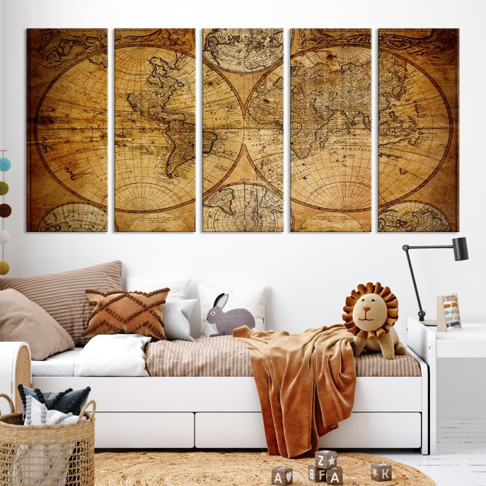 Large Wall Art Antique World Map Canvas PrintAtlas World Map Wall Art Print