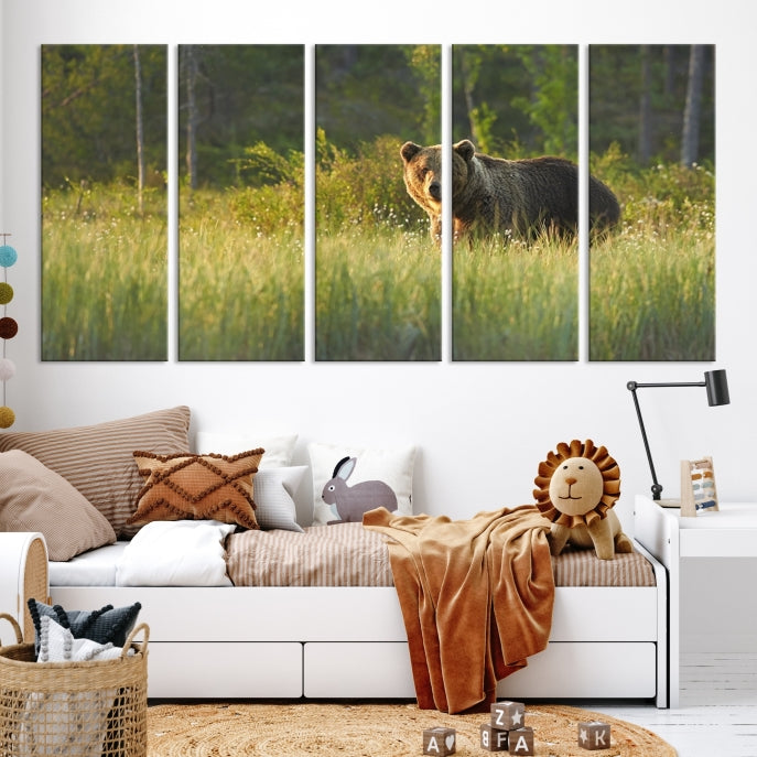 Wild Bears in Nature Large Wall Art Canvas PrintFramedReady to Hang