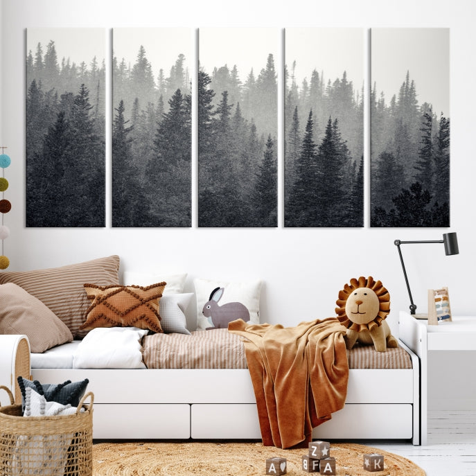 Foggy Forest Canvas Wall Art Framed Landscape Print Relaxing Wall Decor