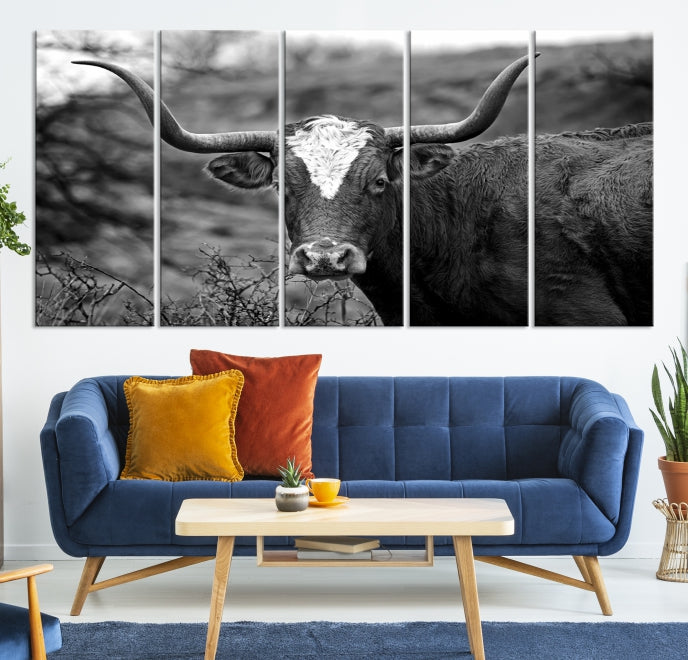 Texas Cow Large Wall Art Canvas Print