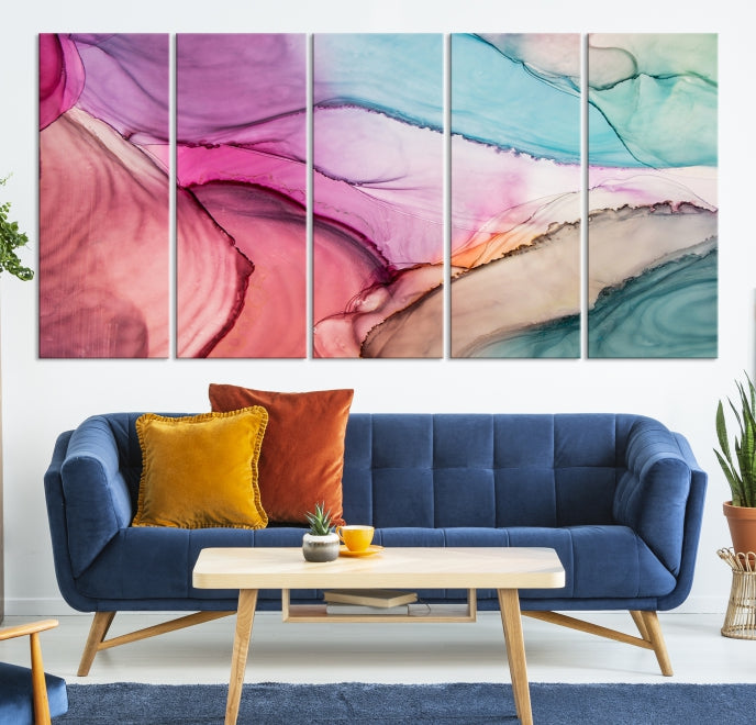 Colorful Marble Abstract Wall Art Print Canvas Living Room Kitchen Wall Decor