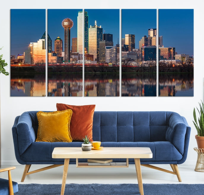 Sunrise Picture of Dallas City Skyline Cityscape Wall Art Canvas Print