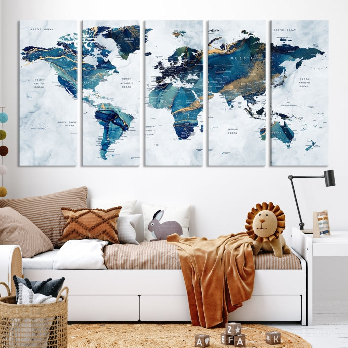 Extra Large World Map Wall Art Canvas Print Housewarming Gift