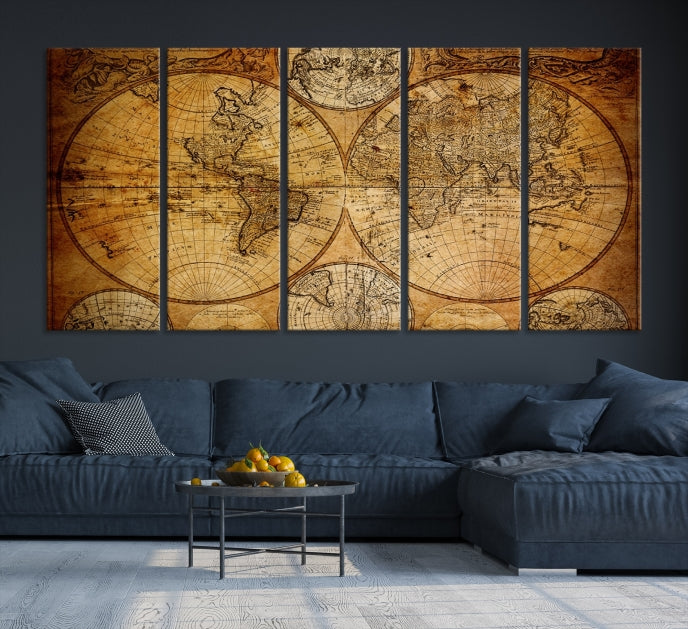 Large Wall Art Antique World Map Canvas PrintAtlas World Map Wall Art Print