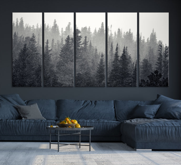 Foggy Forest Canvas Wall Art Framed Landscape Print Relaxing Wall Decor