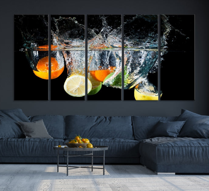 Large Kitchen Wall Art Fruits in Water Art Canvas Print