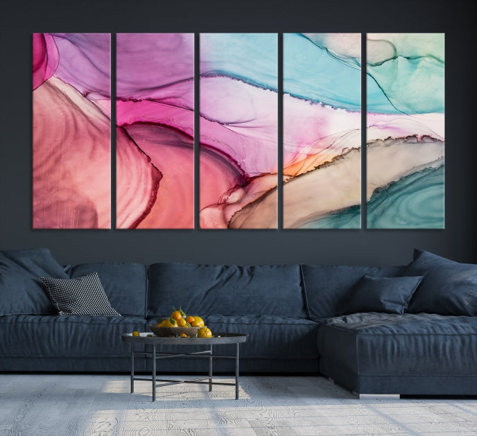 Colorful Marble Abstract Wall Art Print Canvas Living Room Kitchen Wall Decor