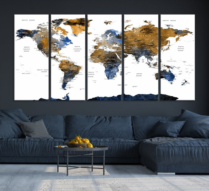 Bring Your Travel Dreams to Life with Our Large Modern World Map Canvas Print Wall ArtA Stylish & Informative Decor