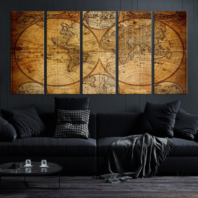 Large Wall Art Antique World Map Canvas PrintAtlas World Map Wall Art Print