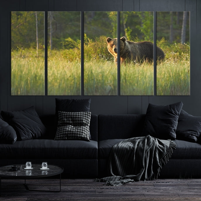 Wild Bears in Nature Large Wall Art Canvas PrintFramedReady to Hang