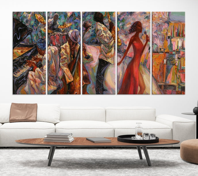 Musician Women and Jazz Orchestra African American Wall Art Canvas Print