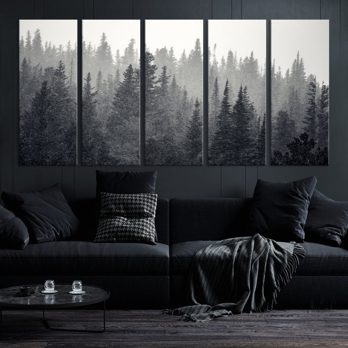 Foggy Forest Canvas Wall Art Framed Landscape Print Relaxing Wall Decor