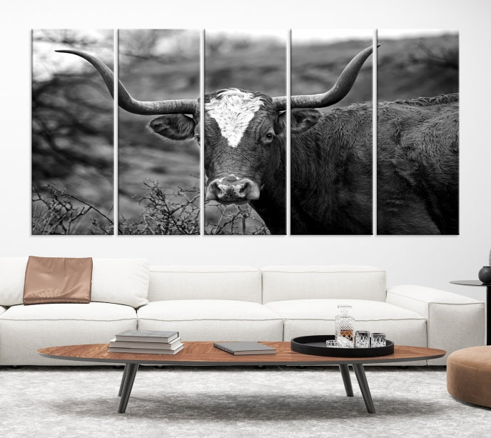 Texas Cow Large Wall Art Canvas Print