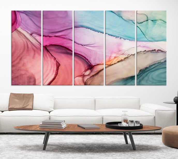 Colorful Marble Abstract Wall Art Print Canvas Living Room Kitchen Wall Decor