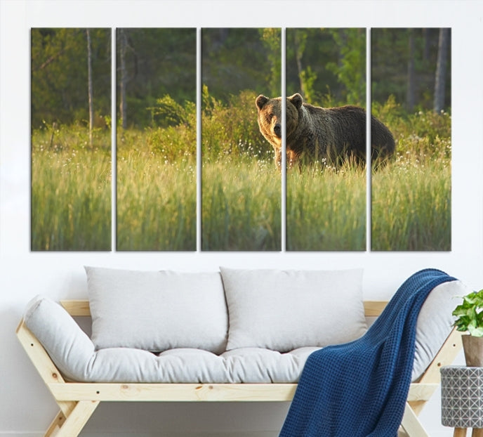 Wild Bears in Nature Large Wall Art Canvas PrintFramedReady to Hang