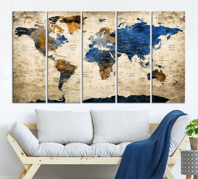 Upgrade Your Decor with a Touch of Grunge & Vintage StyleOur Modern Travel World Map Canvas Print Wall Art