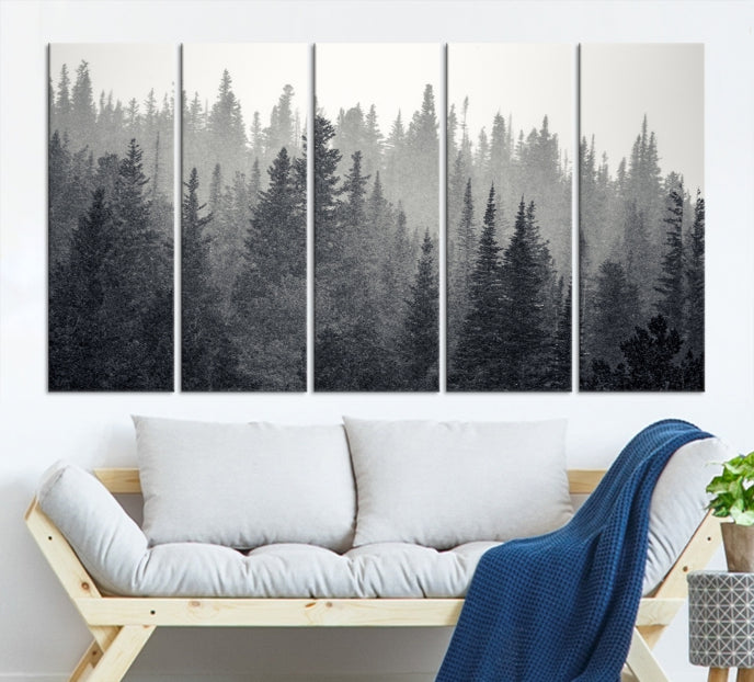 Foggy Forest Canvas Wall Art Framed Landscape Print Relaxing Wall Decor