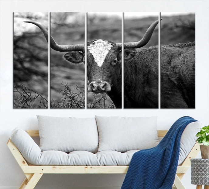 Texas Cow Large Wall Art Canvas Print