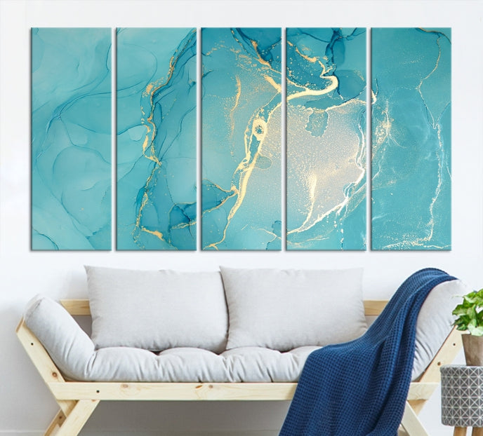 Large Turquoise Abstract Canvas Wall Art Abstract Print