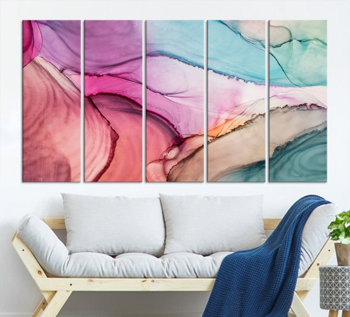 Colorful Marble Abstract Wall Art Print Canvas Living Room Kitchen Wall Decor