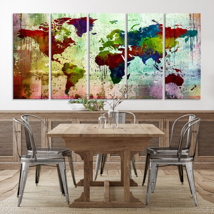 Watercolor World Map Canvas Print