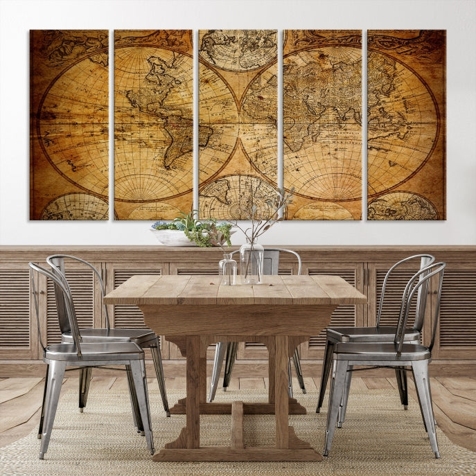 Large Wall Art Antique World Map Canvas PrintAtlas World Map Wall Art Print