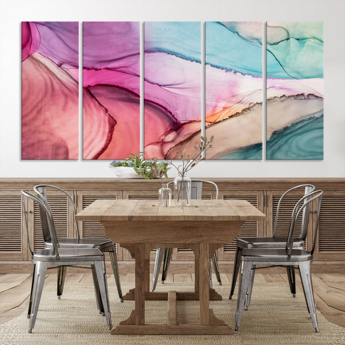 Colorful Marble Abstract Wall Art Print Canvas Living Room Kitchen Wall Decor