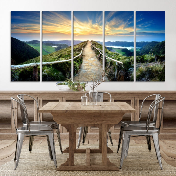 Thrilling Path to Sunset Extra Large Wall Art Mountain Landscape Canvas Print