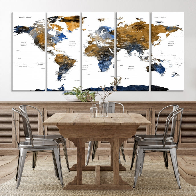 Bring Your Travel Dreams to Life with Our Large Modern World Map Canvas Print Wall ArtA Stylish & Informative Decor