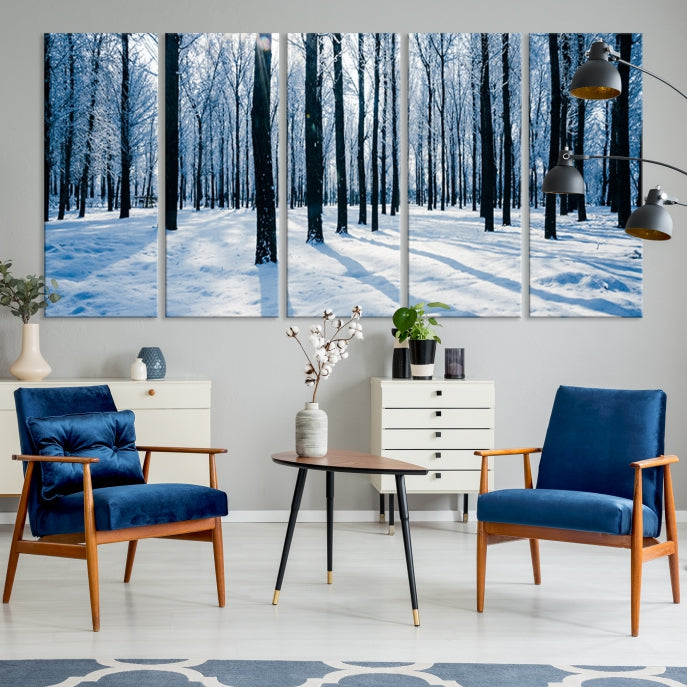 Winter Season in Forest Wall Art Canvas Print